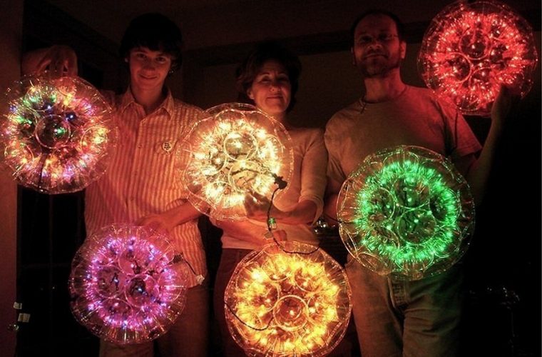 Christmas light balls with plastic cups
