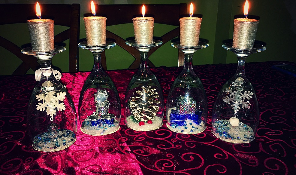 DIY Christmas wine glasses candle holders | DIY Creative Crafts